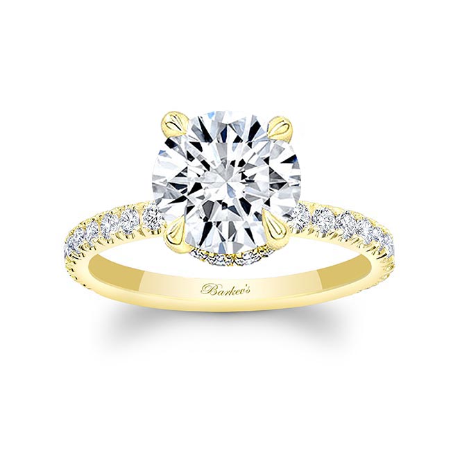 Yellow Gold 3 Carat Diamond Halo Engagement Ring