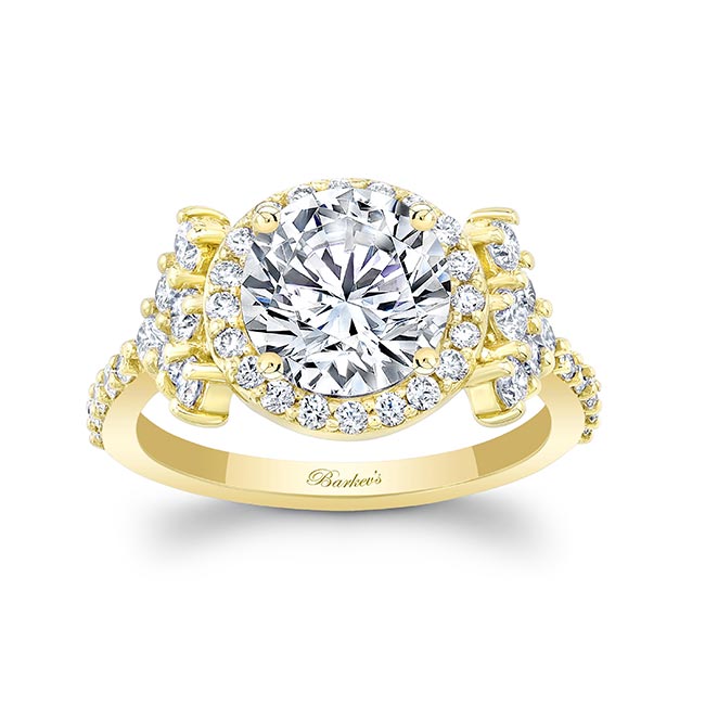 Yellow Gold 2 Carat Diamond Cluster Ring