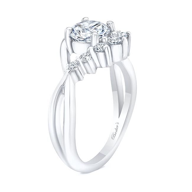 White Gold Moissanite Unique Engagement Ring Image 2