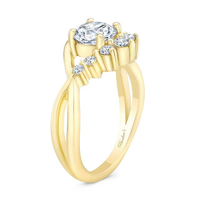 Yellow Gold Lab Diamond Unique Engagement Ring Image 2