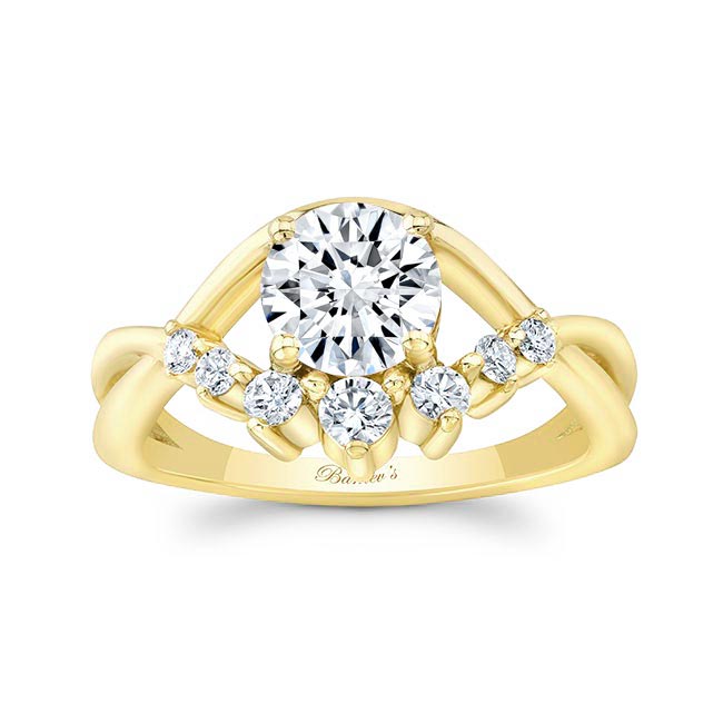 Yellow Gold Moissanite Unique Engagement Ring
