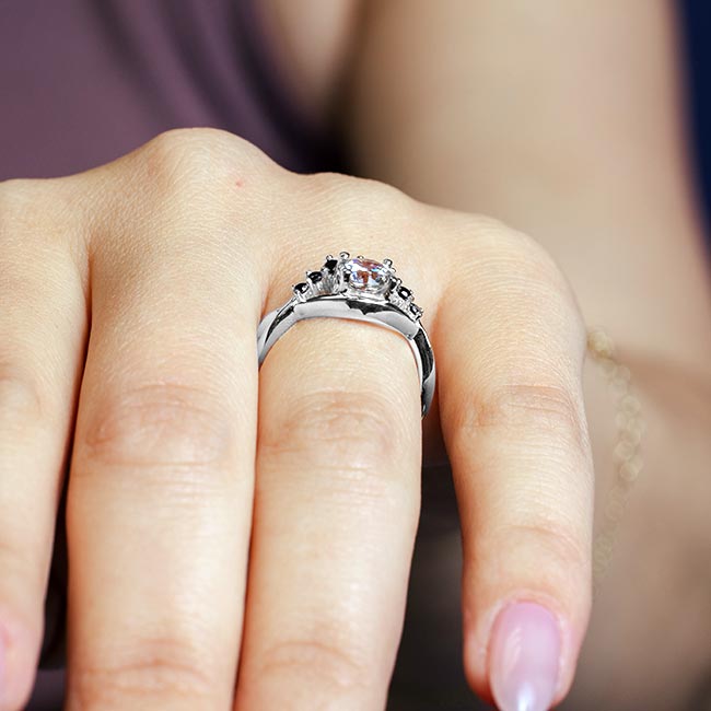 Moissanite Unique Engagement Ring With Black Diamond Accents Image 6