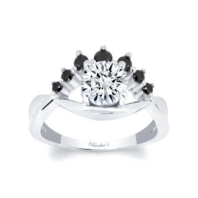 Lab Diamond Unique Engagement Ring With Black Diamond Accents