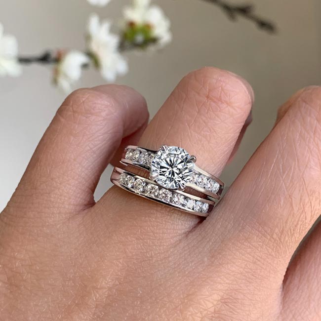 White Gold 1 Carat Diamond Wedding Ring Set Image 3