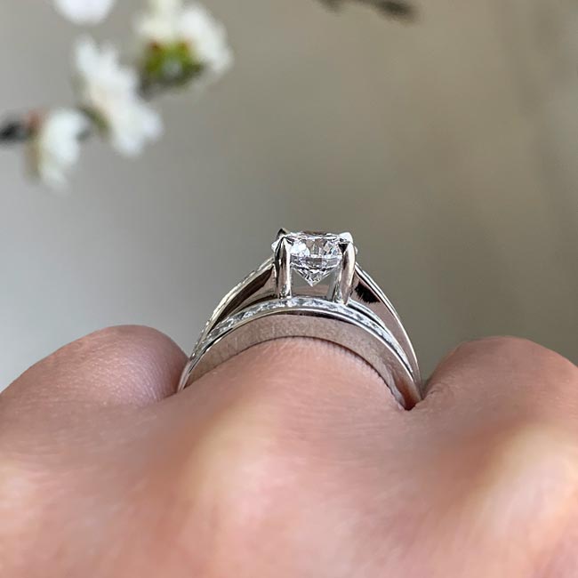 White Gold 1 Carat Lab Diamond Wedding Ring Set Image 5