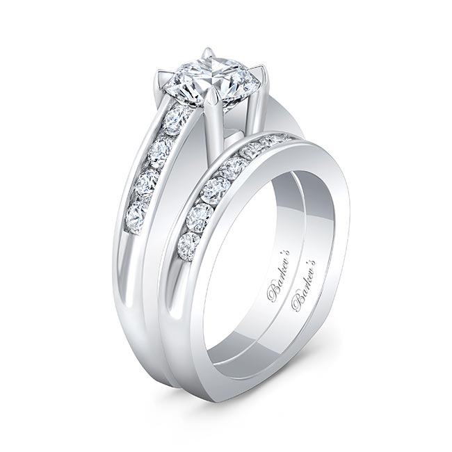 White Gold 1 Carat Moissanite Wedding Ring Set Image 2