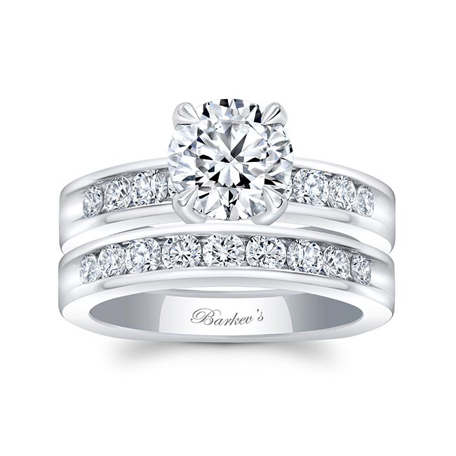 Platinum 1 Carat Moissanite Wedding Ring Set