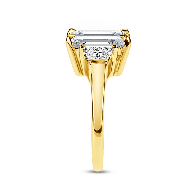 Yellow Gold Emerald Cut 5 Carat Lab Diamond Ring Image 2