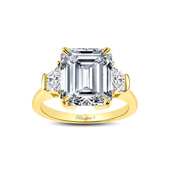 Yellow Gold Emerald Cut 5 Carat Lab Diamond Ring