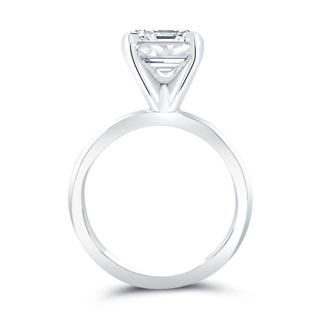White Gold 5 Carat Emerald Cut Lab Created Diamond Solitaire Ring Image 2