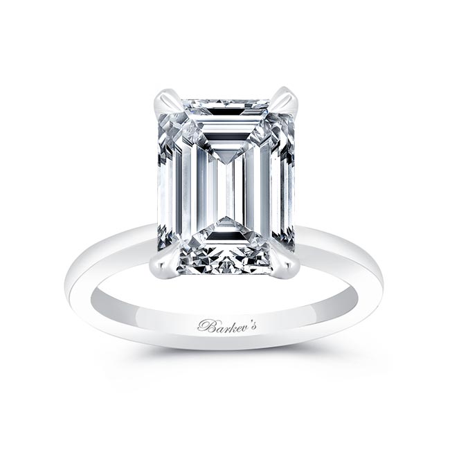 White Gold 5 Carat Emerald Cut Diamond Solitaire Ring
