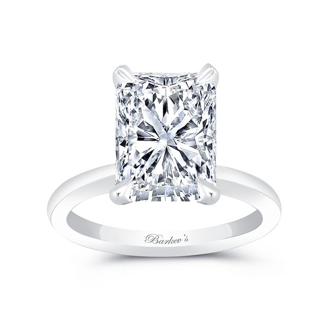 White Gold 5 Carat Radiant Cut Lab Created Diamond Solitaire Ring