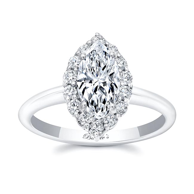White Gold Marquise Cut Moissanite Ring