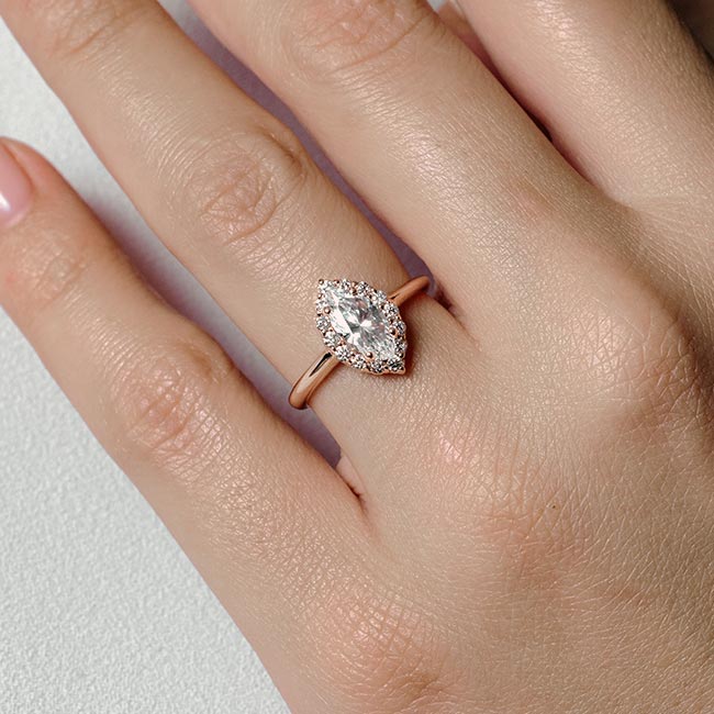 Rose Gold Marquise Cut Moissanite Ring Image 3