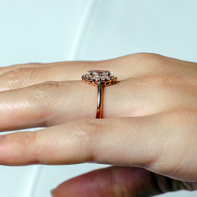 Rose Gold Marquise Cut Moissanite Ring Image 4