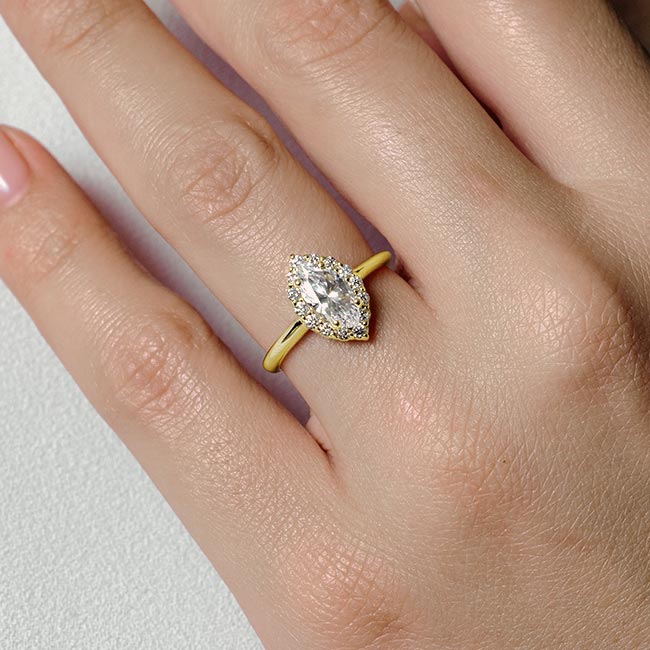 Yellow Gold Marquise Cut Moissanite Ring Image 3