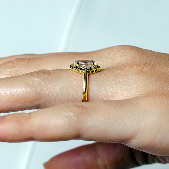 Yellow Gold Marquise Cut Moissanite Ring Image 4