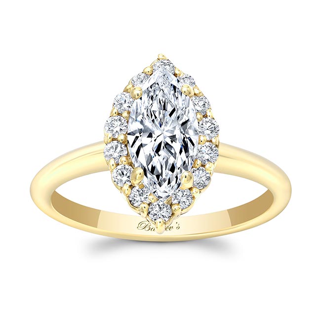 Yellow Gold Marquise Cut Moissanite Ring