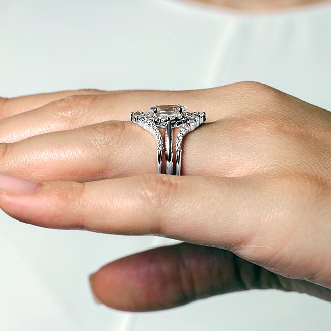 White Gold Marquise Cut Diamond Wedding Set With 2 Bands Image 4