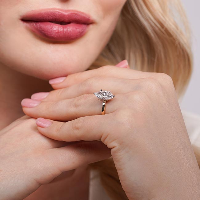 Marquise Moissanite Solitaire Engagement Ring Image 5