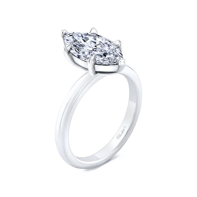 White Gold Marquise Solitaire Engagement Ring Image 2