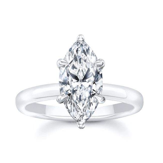 White Gold Marquise Lab Diamond Solitaire Engagement Ring