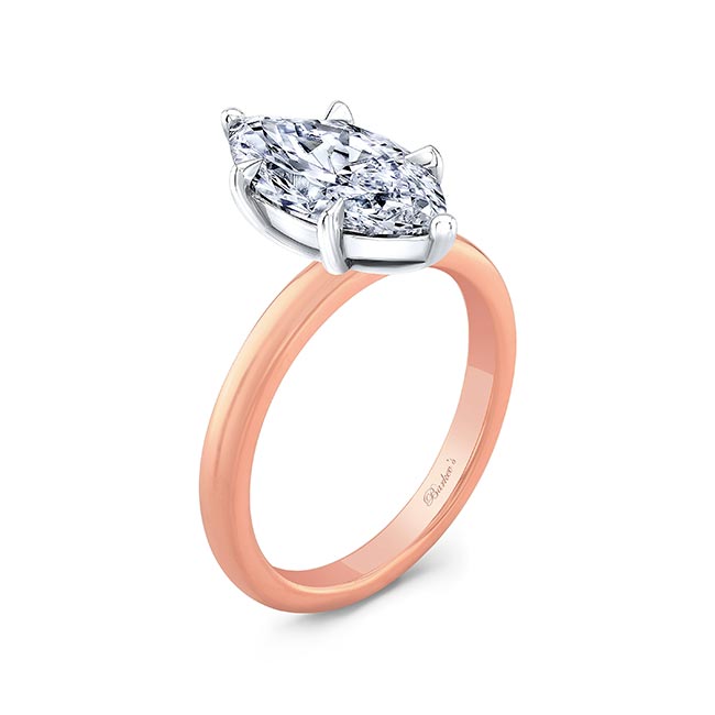 White Rose Gold Marquise Moissanite Solitaire Engagement Ring Image 2