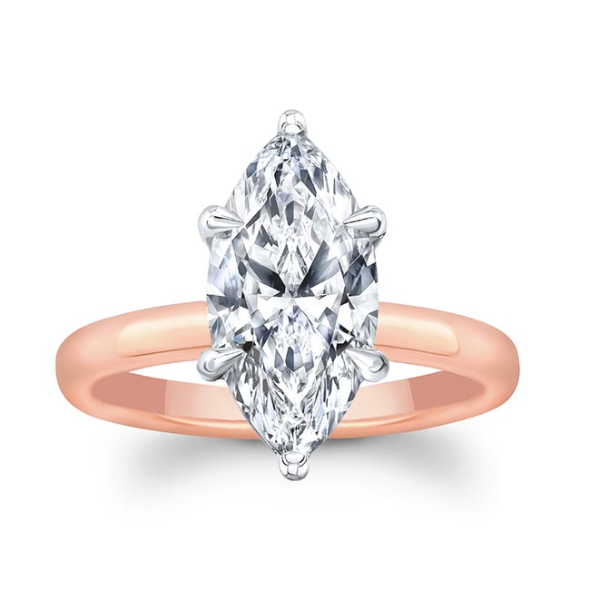 White Rose Gold 2 Carat Marquise Lab Diamond Solitaire Engagement Ring