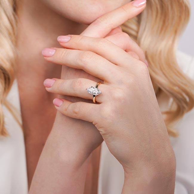 3 Carat Marquise Lab Diamond Solitaire Engagement Ring Image 3