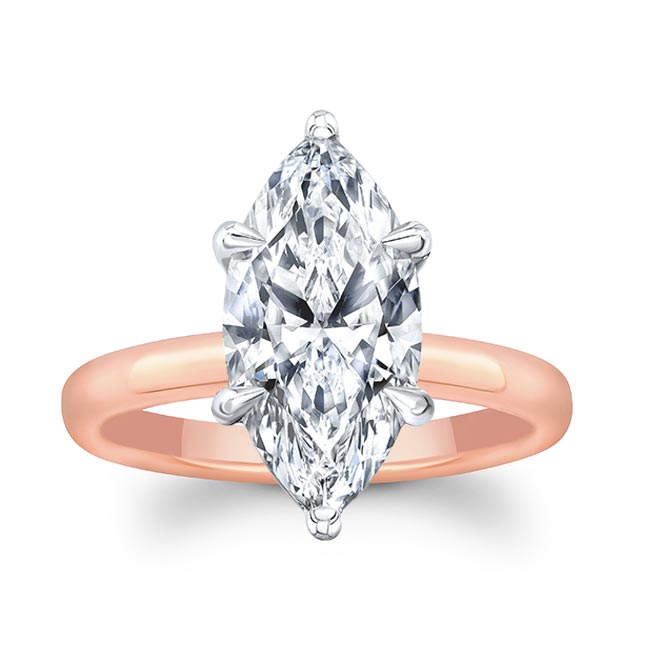 White Rose Gold 3 Carat Marquise Lab Diamond Solitaire Engagement Ring