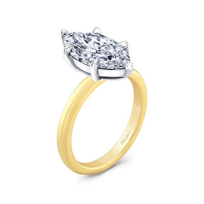 White Yellow Gold 3 Carat Marquise Solitaire Engagement Ring Image 2