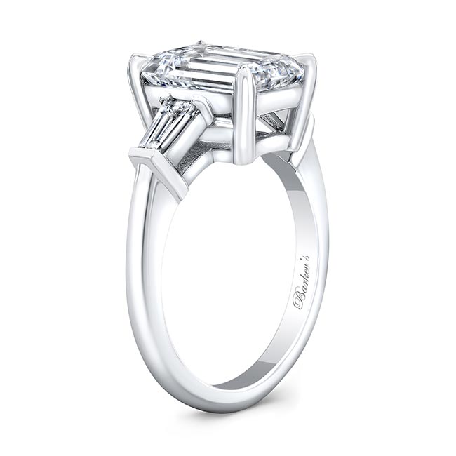White Gold 3 Carat Emerald Cut Lab Grown Diamond Ring Image 2