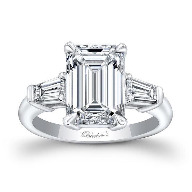 White Gold 3 Carat Emerald Cut Diamond Ring
