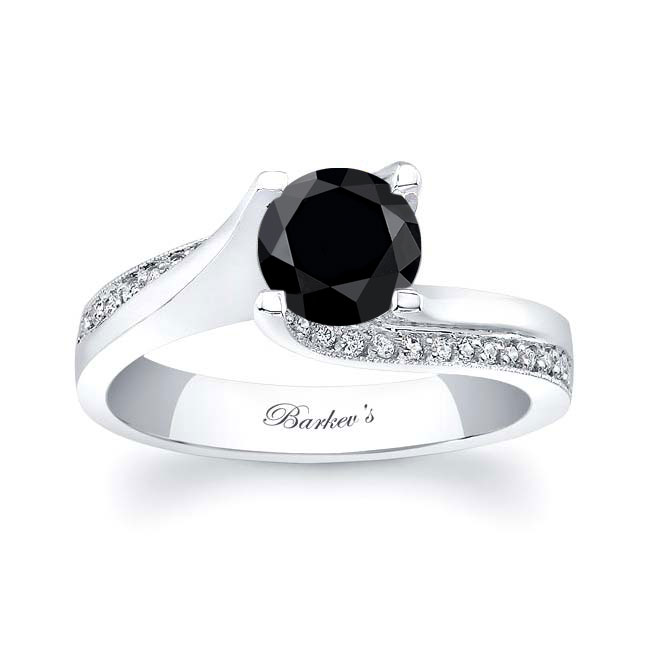  Round Cut Black And White Diamond Ring Image 1