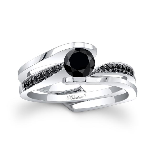  Interlocking Black Diamond Bridal Set Image 1