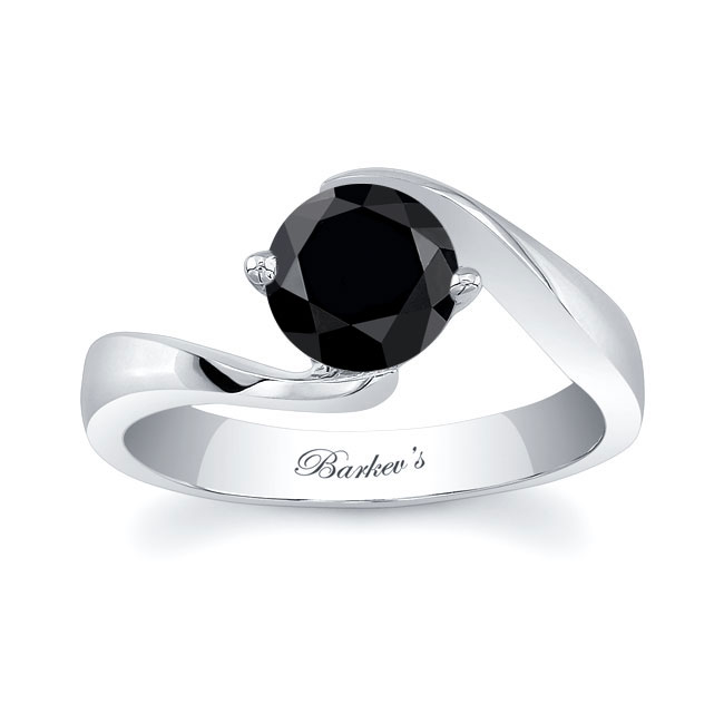  Contemporary Black And White Diamond Solitaire Ring Image 1