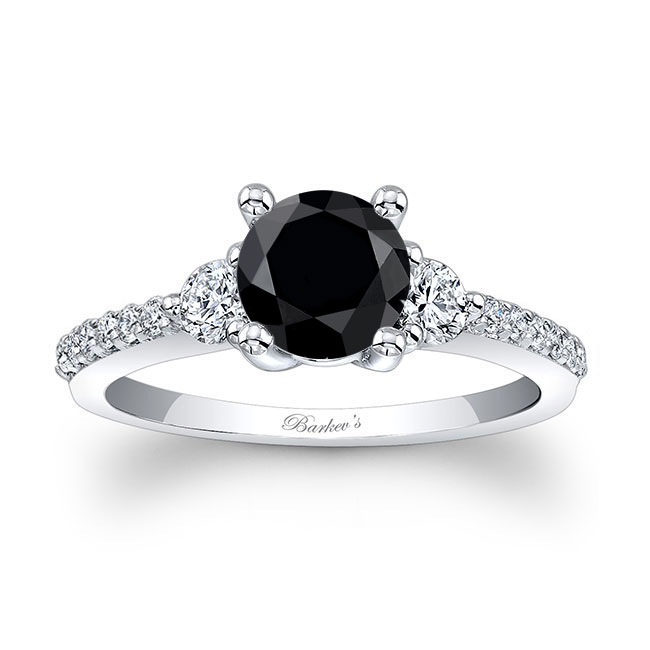  3 Stone Black And White Diamond Engagement Ring Image 1
