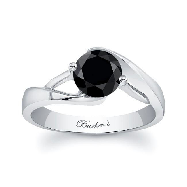  Unique Black Diamond Solitaire Engagement Ring Image 1