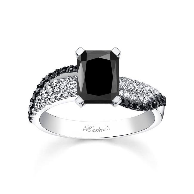 Swirl Black Diamond Radiant Ring Image 1