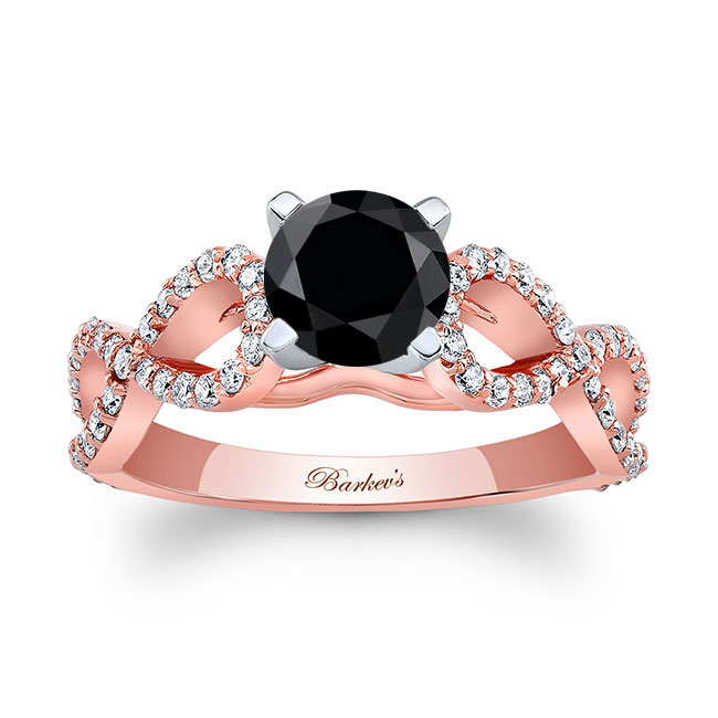 Rose Gold Black And White Diamond Infinity Ring