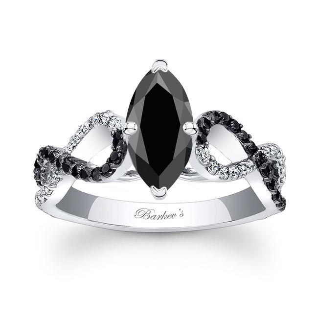 Marquise Black Diamond Infinity Ring