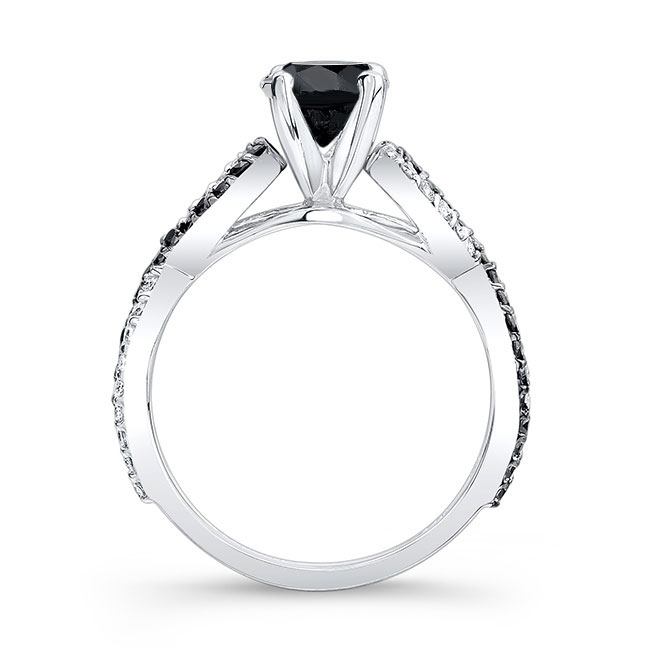  White Gold Black Diamond Infinity Ring Image 2