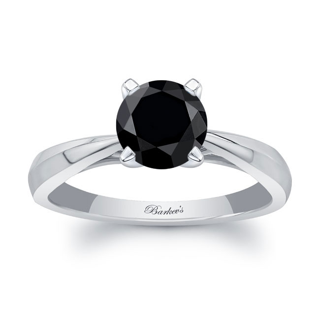  Tapered Black Diamond Solitaire Ring Image 1