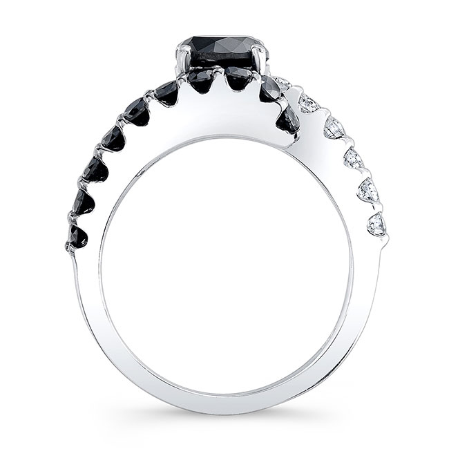 Platinum Split Band Black Diamond Engagement Ring Image 2