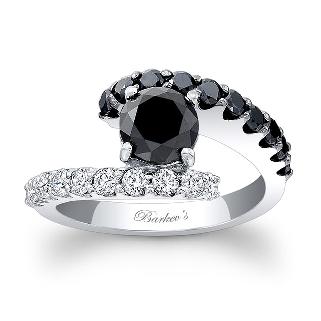  White Gold Split Band Black Diamond Engagement Ring Image 1
