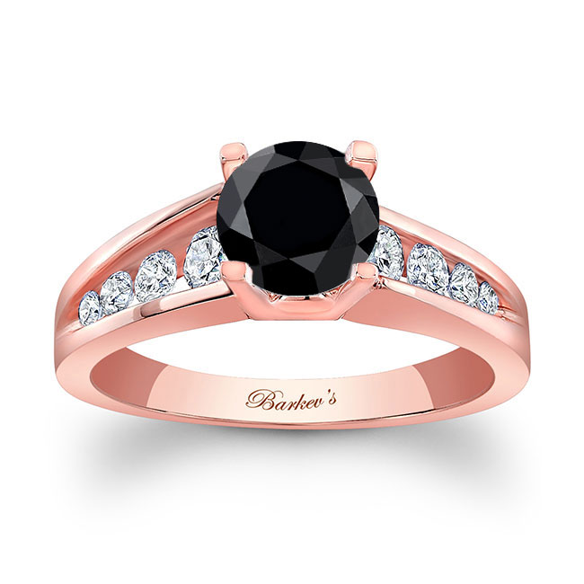 Rose Gold Channel Band Black And White Diamond Ring
