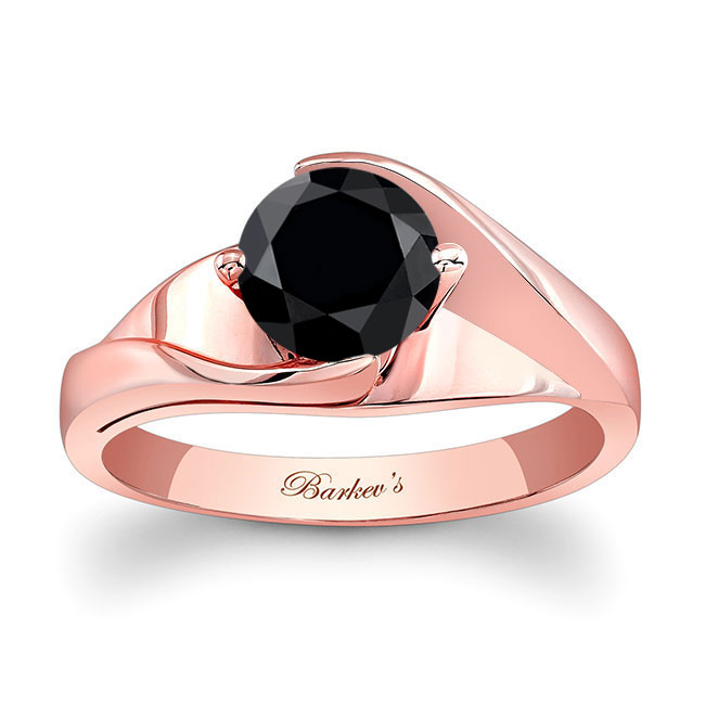  Rose Gold Half Channel Black And White Diamond Solitaire Engagement Ring Image 1