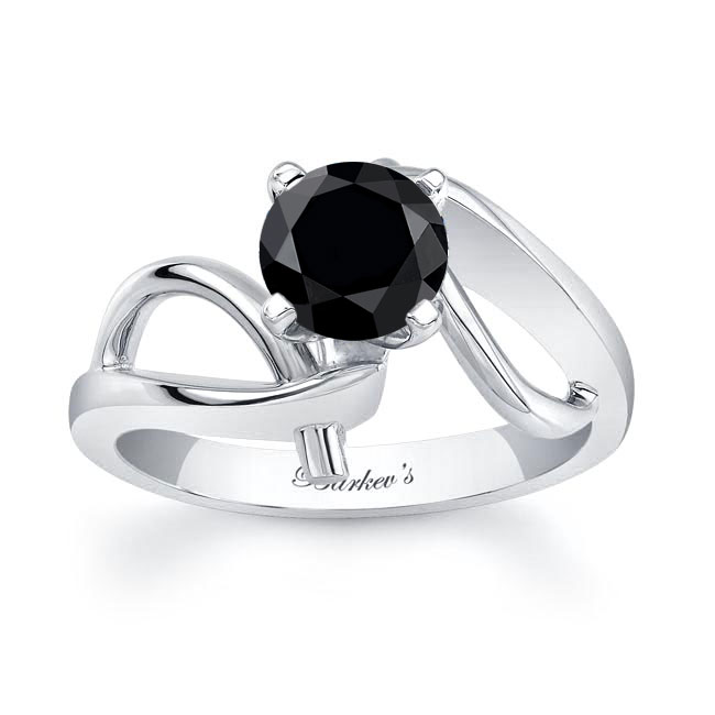  Wire Accent Black And White Diamond Solitaire Ring Image 1