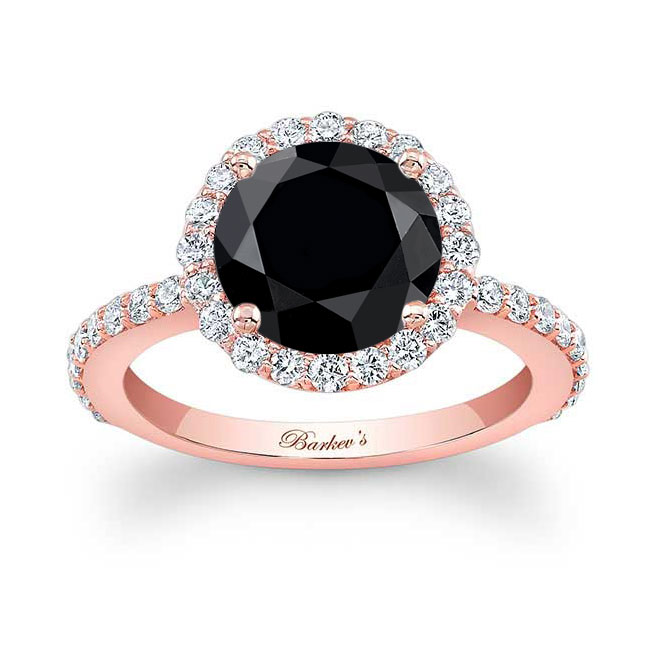 Rose Gold 2 Carat Halo Black And White Diamond Engagement Ring