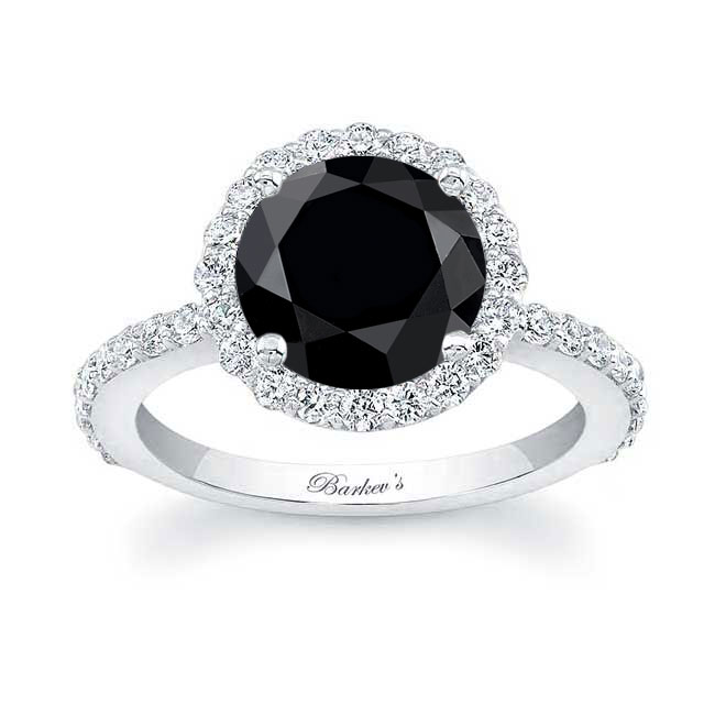  2 Carat Halo Black And White Diamond Engagement Ring Image 1